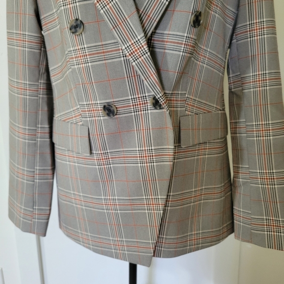 Loft Womens  Gray Plaid Double-Breasted Blazer - Picture 4 of 12
